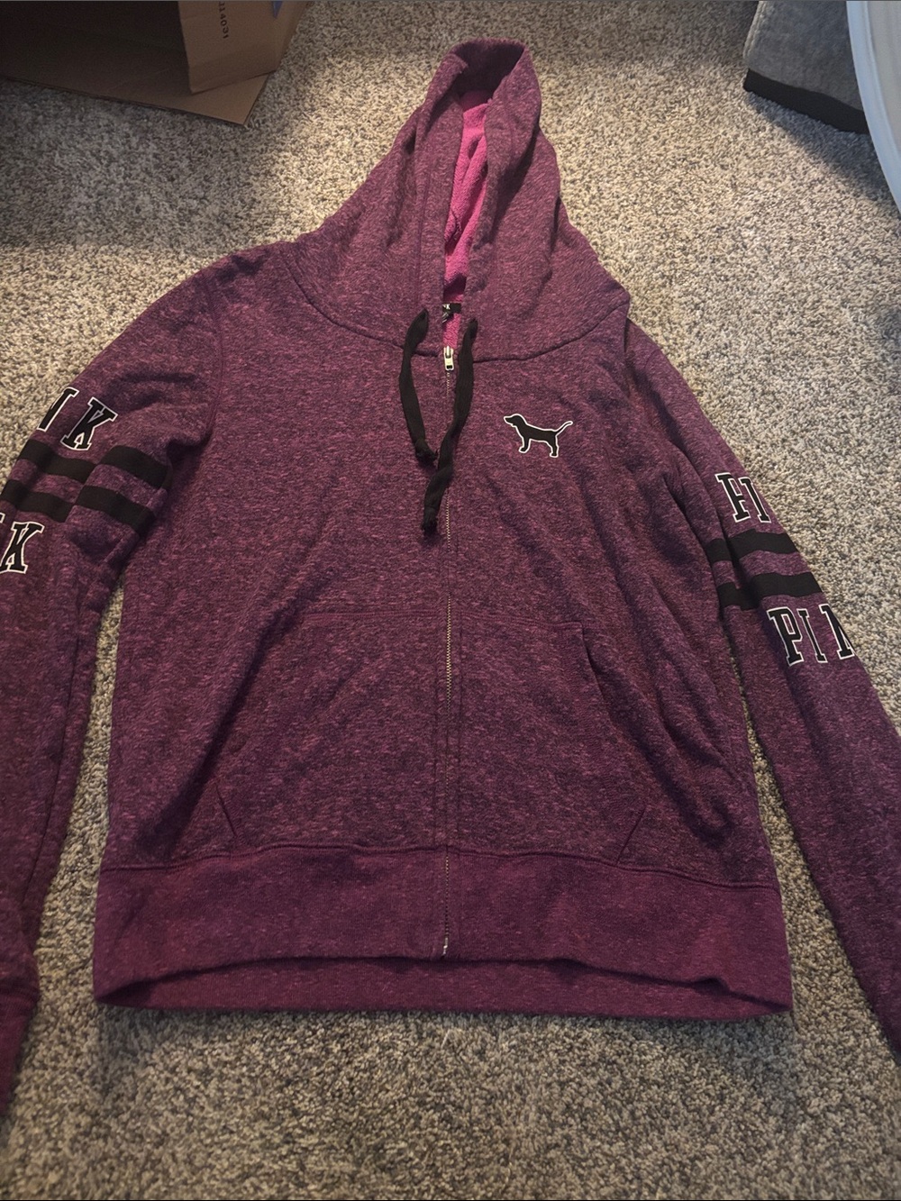 PINK Victoria's Secret Heathered Purple Full-Zip Hoodie